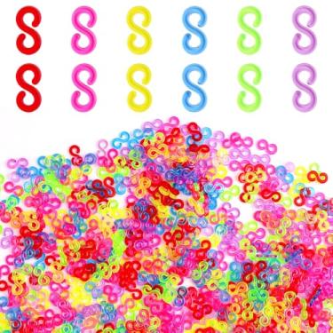 Imagem de 1.500 peças de clipes S e clipes C para pulseiras de borracha, kit de refil de clipes de conectores de faixas de tear para fazer pulseiras faça você mesmo, suprimentos para achados de joias para