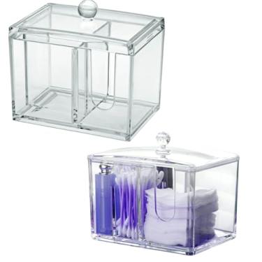 Imagem de Porta Algodão e Cotonete Organizador Acrílico Transparente, Multiuso para Banheiro, Maquiagem e Escritório