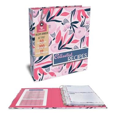 Imagem de Fichário de receitas, conjunto organizador de fichário de 3 anéis de 21,5 x 24 cm (com 50 protetores de páginas, 100 cartões de receita de 10 x 15 cm e 12 separadores de categoria) da Better Kitchen Products, design floral