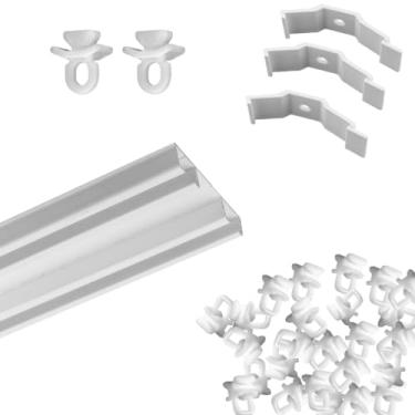 Imagem de Trilho Suiço Duplo Max Cortina Branco Kit Cortineiro Varão 1,5/2/3/4/5/6 Metros(Branco,2,0m)