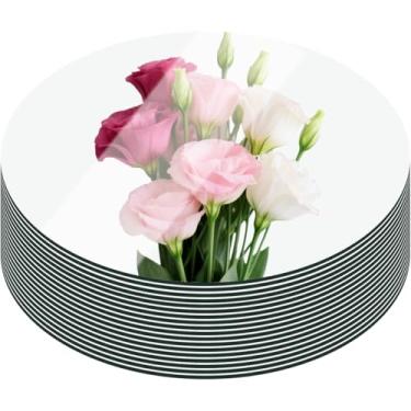 Imagem de LUDEOU 13 peças de espelhos redondos para centros de mesa de centro de mesa de 2 mm de espessura, espelhos circulares, bandejas, placas, placa de vela espelhada para decorações de mesa de casamento