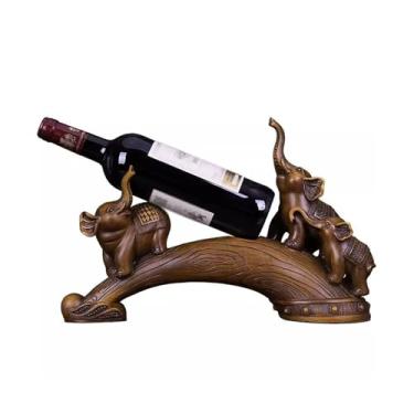 Imagem de hezhuhe2258 Suporte de vinho para armazenamento de vinho ornamentos criativos de rack de vinho armário de TV armário de exibição decorações três pequenos elefante presente de casamento prateleiras de