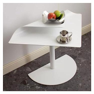 Imagem de Mesa de centro de design simples, mesa lateral pequena, mesa de canto irregular, mesa de cabeceira de metal, mesa de lanche, para pequenos espaços, cabeceira, sofá, mesa lateral minimalista para sala