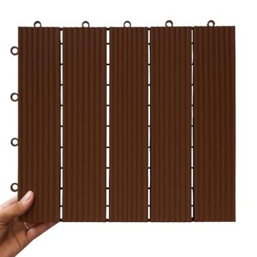 Imagem de KIT 25 DECK MODULAR PLASTICO TEXTURA DE MADEIRA, DE ALTA RESISTENCIA 30X30X2,0 - PISCINA, JARDIM, VARANDA, BANHEIRO (MARROM)