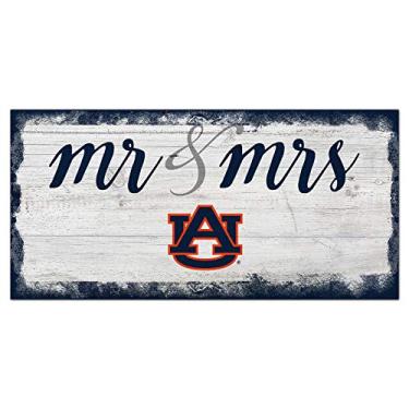 Imagem de Fan Creations NCAA Auburn Tigers Unissex Auburn University Script Mr & Mrs Sign, Cor da equipe, 6 x 12