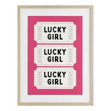 Imagem de Stupell Industries Lucky Girl Ticket Stubs Impressão emoldurada de bétula sob vidro, design por Lettered and Lined, 20 x 14