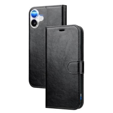 Imagem de Capa Carteira Flip Cover Preta para iPhone, Fecho Magnético, Suporte para Cartão, Proteção Total, Capinha Anti Impacto (iPhone 16)