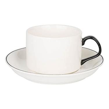 Imagem de GRFIT Caneca 193 g Porcelana Branca Espresso Canecas Xícaras de Cappuccino com Pires e Colheres para Latte, Mocha, Cappuccino e Chá Caneca de Café