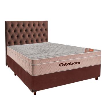Imagem de Cama + Box Blindado E Colchão Ortobom Molas Ensacadas Casal - Airtech + Cabeceira