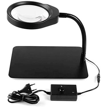 Imagem de RAUGAJ Magnificadores 10 X Desktop luzes LED iluminadas iluminação ajustável Mupagem Hd Electronics reparação de reparação soldadura múltipla função espelho de lupa para lupa de reparação de