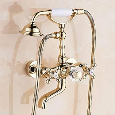 Imagem de RAUGAJ Torneiras, torneira banheiro cachoeira misturador bateria pia o chuveiro kit simples banheiro chuveiro conjunto rosa banheira montagem no kit de torneira de parede