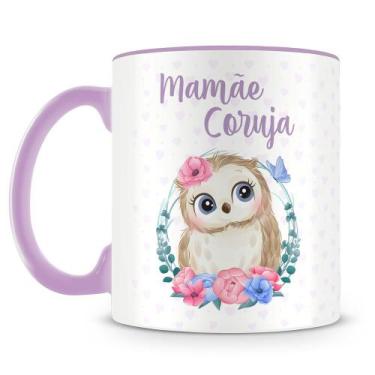 Imagem de Caneca Mamãe Coruja Lilás Personalizada em Porcelana de Alto Brilho - 