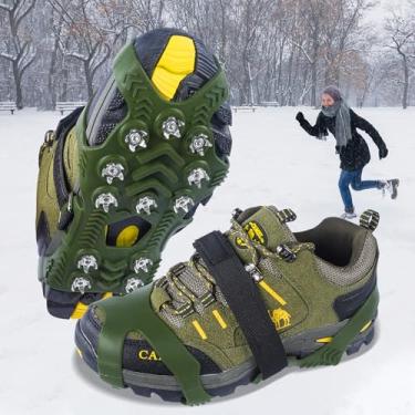Imagem de Amy Green Crampons antiderrapantes para botas - Chuteiras de tração para neve, pesca, corrida, caminhada, caminhada (GG)
