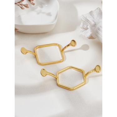 Imagem de 2 moldes de vedação de cera de liga, molde de selo de cera dourada anel hexagonal quadrado de metal derretido para envelopes de artesanato faça você mesmo, presentes e embalagens de vinho, 34,5 ~ 38 x