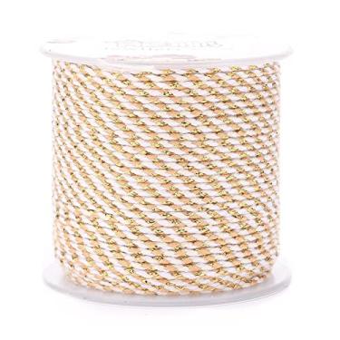 Imagem de Cordão de macramê de 21,8 metros 1,5 mm 4 camadas de fio de ouro corda de algodão para fazer joias DIY pendurar na parede, ganchos de plantas, bege