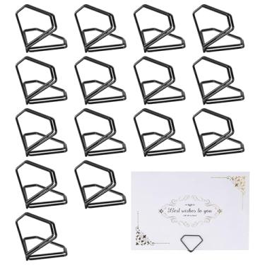 Imagem de 16 porta-cartões de lugares, porta-cartões de diamante para mesas, fotos, placas de comida, notas de memorando, casamentos, restaurantes, festas de aniversário, (0,9 x 1,1, preto)
