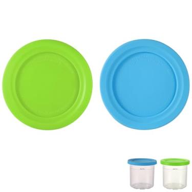 Imagem de 2 peças de capa de sorvete para freezer, diâmetro de 11,5 cm, tampas redondas de armazenamento de alimentos para cafeteira Ninja Creami NC301 NC300 NC299AMZ Series