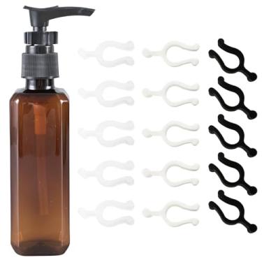 Imagem de 15 peças dispensador cosmético à prova de vazamento clipe de bloqueio de bomba acessório PP braçadeira de material para loção xampu, frascos de óleo de limpeza para viagens e acampamento