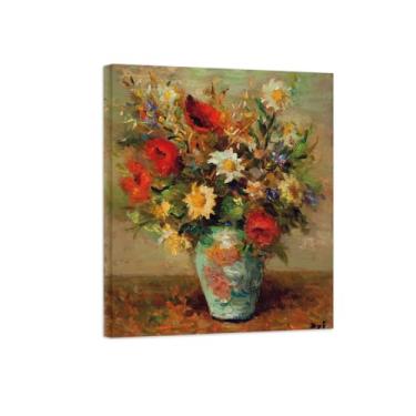 Imagem de Pôster e impressões em tela de flores vintage - reprodução de pintura de arte de parede famosa - flores silvestres - imagens prontas para pendurar tela embrulhada 70 x 85 cm 27 x 33 pol