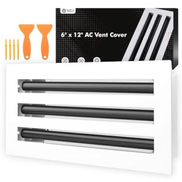 Imagem de SUPPLY DEPOT 12x6 Tampa de ventilação AC moderna fluxo de ar ajustável, difusor de slot linear padrão de alumínio, grade de registro de aquecimento e resfriamento para teto, paredes e pisos, âncoras e
