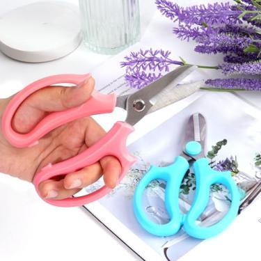 Imagem de Tesouras de flores de jardim, tesouras de poda de aço inoxidável com alças confortáveis, cortadores de jardim premium para corte de plantas, colheita de frutas, arranjo de flores, azul