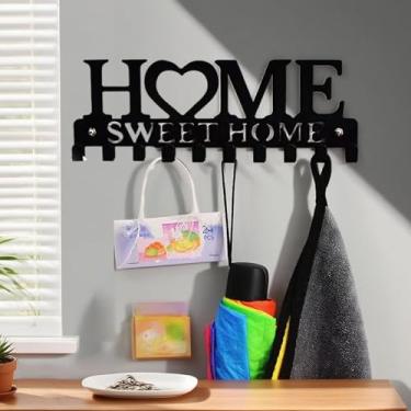 Imagem de Ganchos decorativos de metal, ganchos K-ey montados na parede, porta-chaves, placa de casa, para entrada, porta da frente, cozinha, corredor, garagem, mudroom, escritório, com parafusos e âncoras