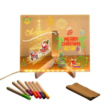 Imagem de Quadro de Desenho Luminária LED 3D com para Escrever, Lousa de Mesa para Anotações com Caneta Apagável, Presente para Decoração Interativa de Casa e Escritório