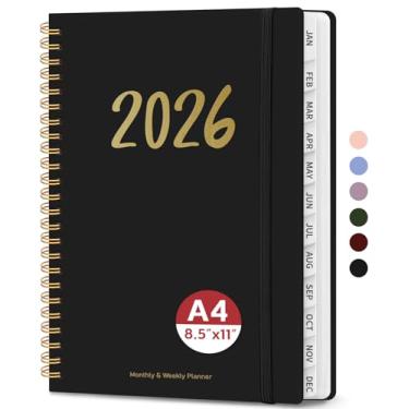 Imagem de Agenda 2026 – Agenda semanal e mensal, janeiro de 2026 a dezembro de 2026, encadernado em espiral, agenda 2025, bolso interno, perfeito para escritório, casa, material escolar – A4 (21,6 cm x 28 cm