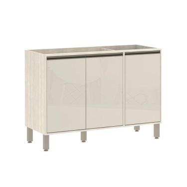 Imagem de Balcão De Pia Sem Tampo Para Cozinha 120cm 3 Portas De Abrir Pátina Ff/mocca Laca