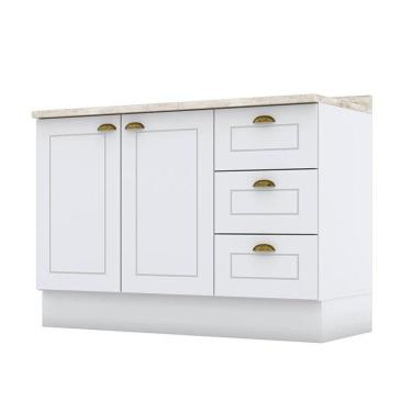 Imagem de Balcão De Cozinha 120 Cm Nova York Branco Com Tampo Calcare - Henn