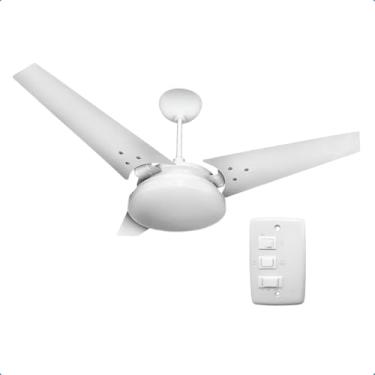 Imagem de Ventilador de Teto Lustre Borda Infinita Pás MDF LED Amarelado 3000K Beltempo Mira 220V (Branco/Branco)