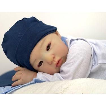 Imagem de Bebê Reborn Menino Carequinha Realista Corpo Inteiro Silicone Toma Ban