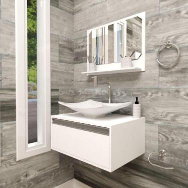 Imagem de Gabinete P/Banheiro Maranata 60 Branco C/cuba + Espelho S/c - GABINETT