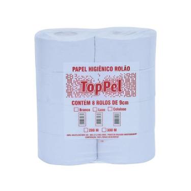 Imagem de Papel Higiênico Rolão Luxo folha simples Toppel com 8 rolos