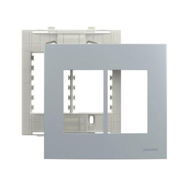 Imagem de Placa Com Suporte Margirius Sleek Colors 4x4 Para 6 Módulos Horizontais Cinza