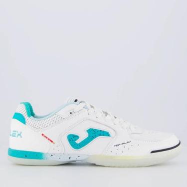 Imagem de Chuteira Joma Top Flex Futsal Branca e Verde Água, 39