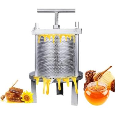 Imagem de FYLFANYAN Prensador manual de favo de mel de cera, extrator de mel de aço inoxidável, prensa de vinho de frutas, máquina de fazer suco natural, equipamento de apicultura