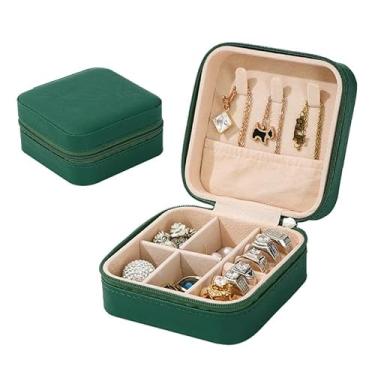 Imagem de Presente Feminino, Porta Joia Caixinha Joias para Viagem Portátil Armazenamento Anel Brinco Colar P, 10x10x5cm(ESMERALDA,2 PEÇAS)