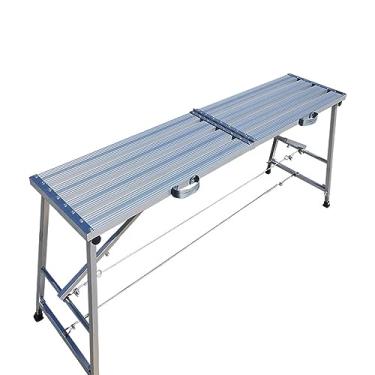 Imagem de Banqueta dobrável portátil de alumínio, plataforma de trabalho de altura ajustável, banco de andaime antiderrapante resistente, para limpeza de trailers, paredes de pintura alta, drywall, decoração