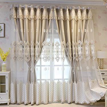 Imagem de Cortina blecaute de tule de camada dupla para sala de estar, elegante painel de cortinas escurecimento em camadas, blecaute em camadas, isolamento térmico, para quarto de menina, com isolamento