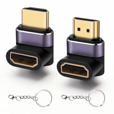 Imagem de Seminer Adaptador HDMI de ângulo reto 8K (pacote com 2), conector HDMI 2.1 macho para fêmea 90 e 270 graus, compatível com 8K a 60Hz, 4K@120Hz 1080P para laptop, PC, monitor, TV, projetor