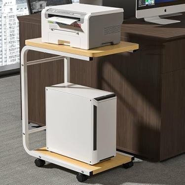 Imagem de Suporte para impressora embaixo da mesa, carrinho de impressora com armazenamento de 2 níveis, suporte para host de computador, mesa lateral para impressora para torre de computador, CPU, triturador