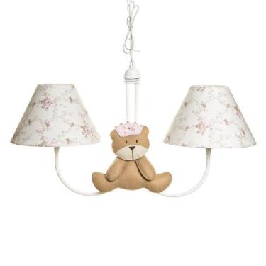 Imagem de Lustre 2L Simples Com 2 Ursas Princesas Quarto Bebê Infantil - Potinho