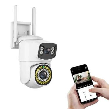 Imagem de AUXOM Câmera de Segurança Wi-Fi 1080P Lente Dupla com Rotação 350°, Visão Noturna Colorida, Detecção de Movimento e Áudio Bidirecional, Ideal para Casas, Lojas e Garagens, Suporte até 128G