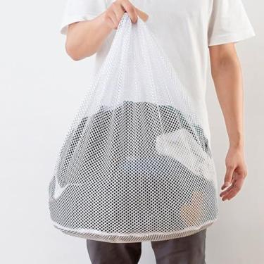 Imagem de Saco de roupa grande de malha (80 x 50 cm) - Design de cordão com alça elástica, bolsa de secadora reutilizável durável para delicados, protetor de lavagem antideformação para organização doméstica e