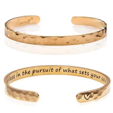 Imagem de Carviell Pulseiras femininas gravadas – inspiradoras, amizade, amor, mãe, filha, irmã, cristã, formatura, memorial e presentes de casamento – 80+ frases – aço inoxidável, pronto para presente, One