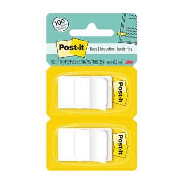 Imagem de Post-it Bandeiras, 50/dispensador, 2 dispensadores/pacote, 2,54 cm de largura, branco (680-WE2)