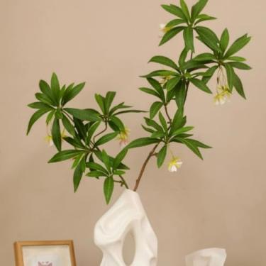 Imagem de Flores artificiais de 92 cm, pedra de água simulada, ficus, planta verde falsa, 2 hastes, pedra de água real, flores artificiais de ficus, flores artificiais para festa em casa, buquê de casamento