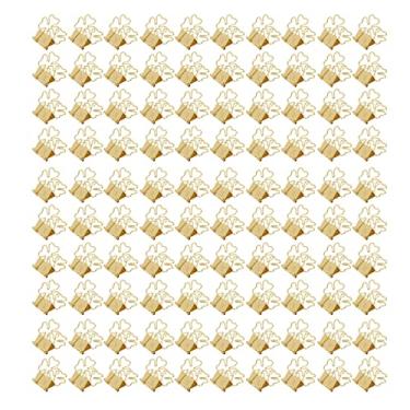 Imagem de Clipes de pasta em formato de flor, força de fixação forte, braçadeiras de papel fofas de metal para bilhetes de documentos, material escolar de escritório, 100 peças, colorido, à (Ouro)