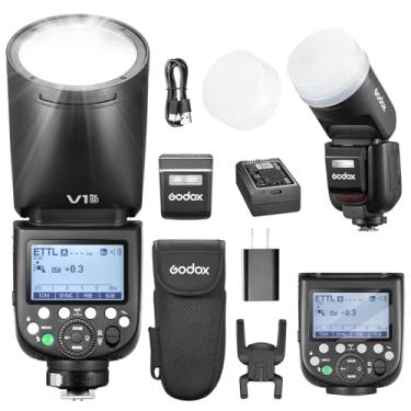 Imagem de Godox V1Pro-N V1Pro N Shot Flash para câmera Nikon TTL de cabeça redonda Speedlite 76Ws 2.4G X Wireless HSS 1/8000s 2980mAh bateria de lítio lâmpada de modelagem LED subflash destacável SU-1 (versão